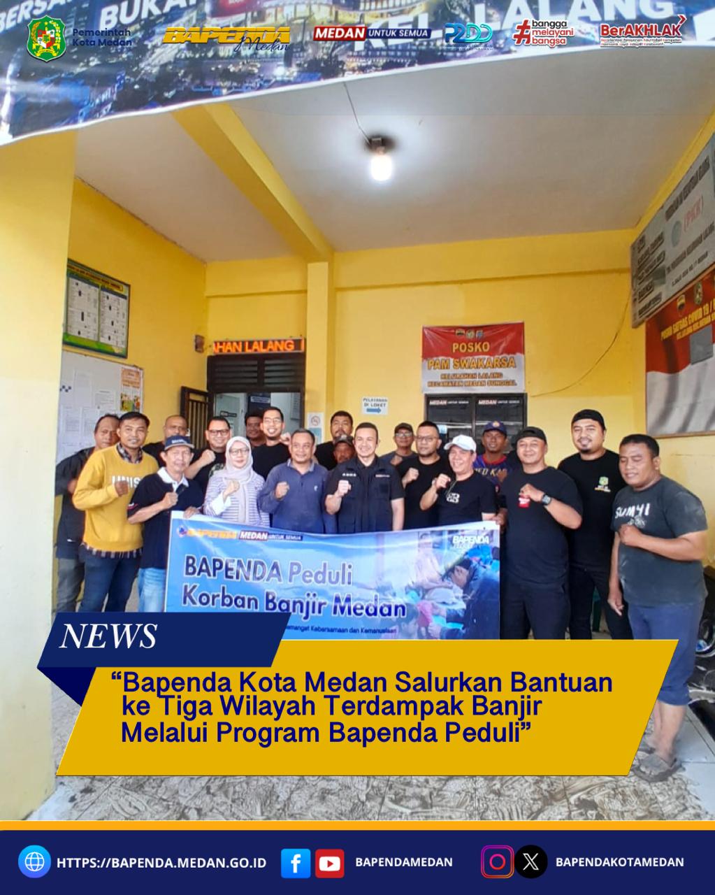 Bapenda Kota Medan Salurkan Bantuan ke Tiga Wilayah Terdampak Banjir Melalui Program Bapenda Peduli