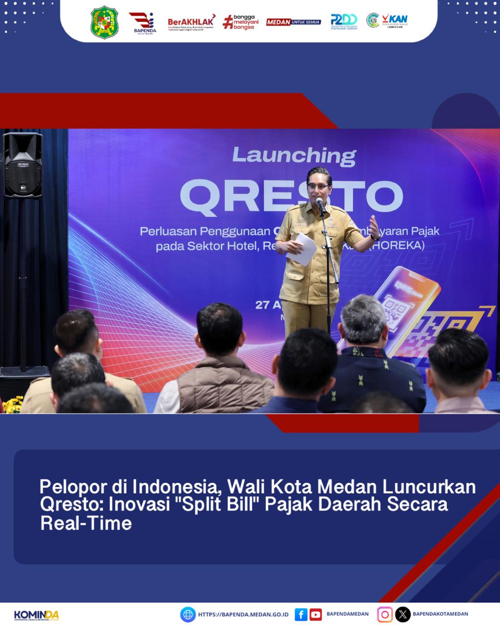 Pelopor di Indonesia, Wali Kota Medan Luncurkan Qresto: Inovasi "Split Bill" Pajak Daerah Secara Real-Time