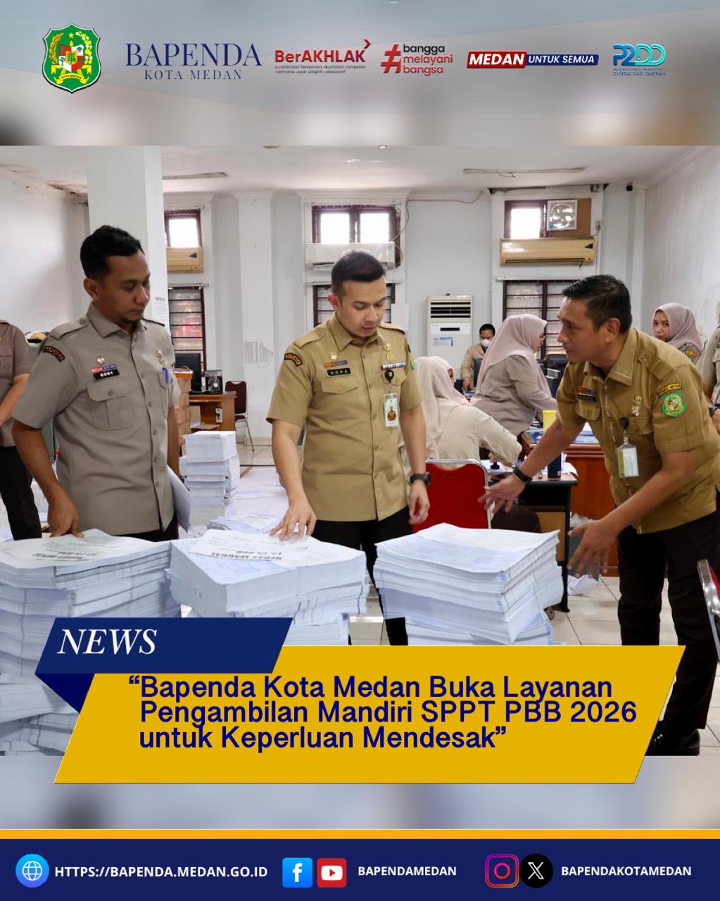 Bapenda Kota Medan Buka Layanan Pengambilan Mandiri SPPT PBB 2026 untuk Keperluan Mendesak